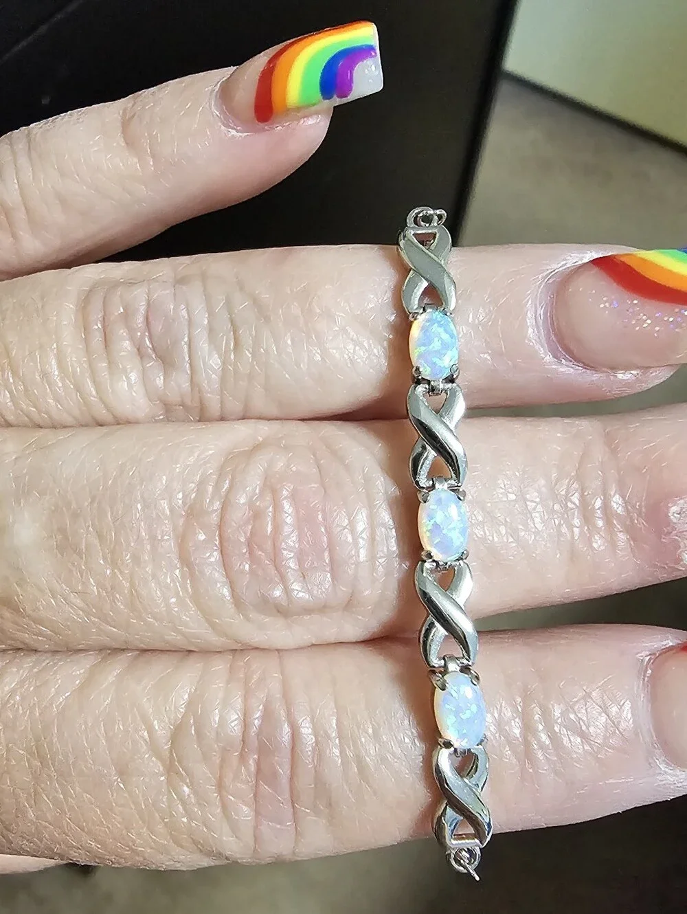 Sterling Silver Opal Bracelet ( New )